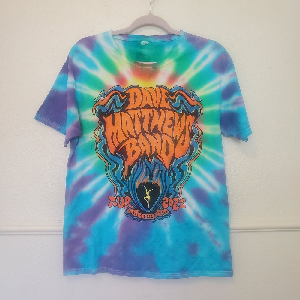 Dave Matthews Band Tour 2022 Tie Dye T-Shirt Mens Blue Graphic Concert Tee